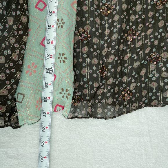 Verb Pallavi Singhee Top Women S Blue Multicolor Sleeveless Beaded Boho Metallic - Picture 11 of 11